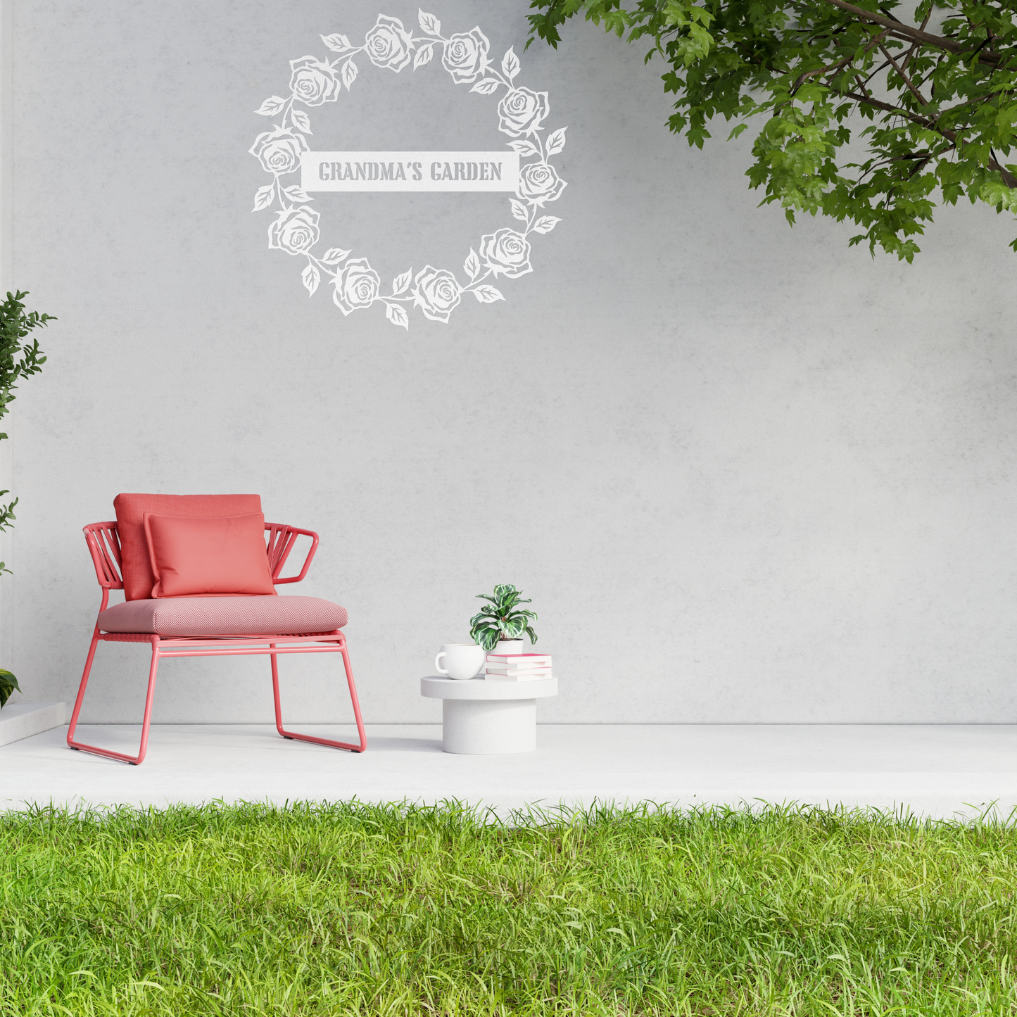 PERSONALIZED Metal Wall Art - Grandma's Rose Garden Wreath