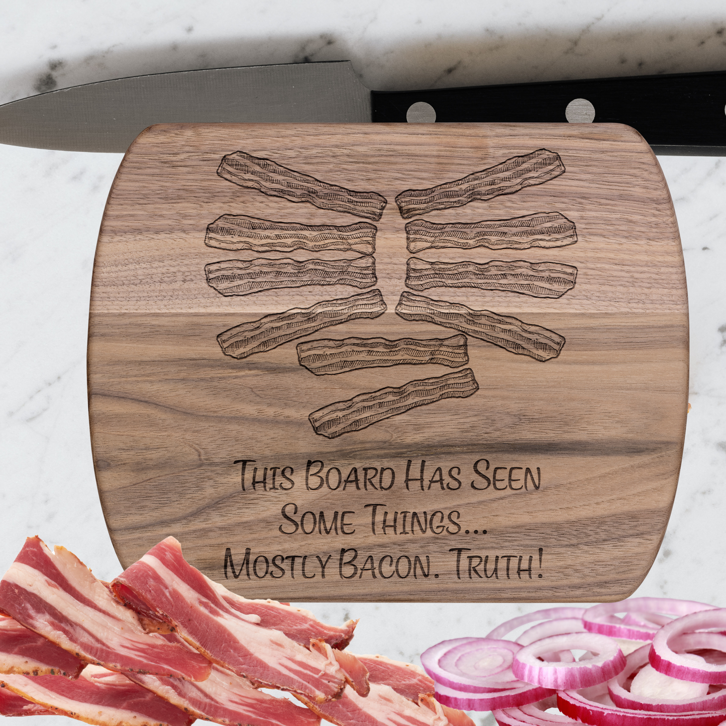 Funny Camping Cutting Board This Board Has Seen Some Things Mostly Bacon