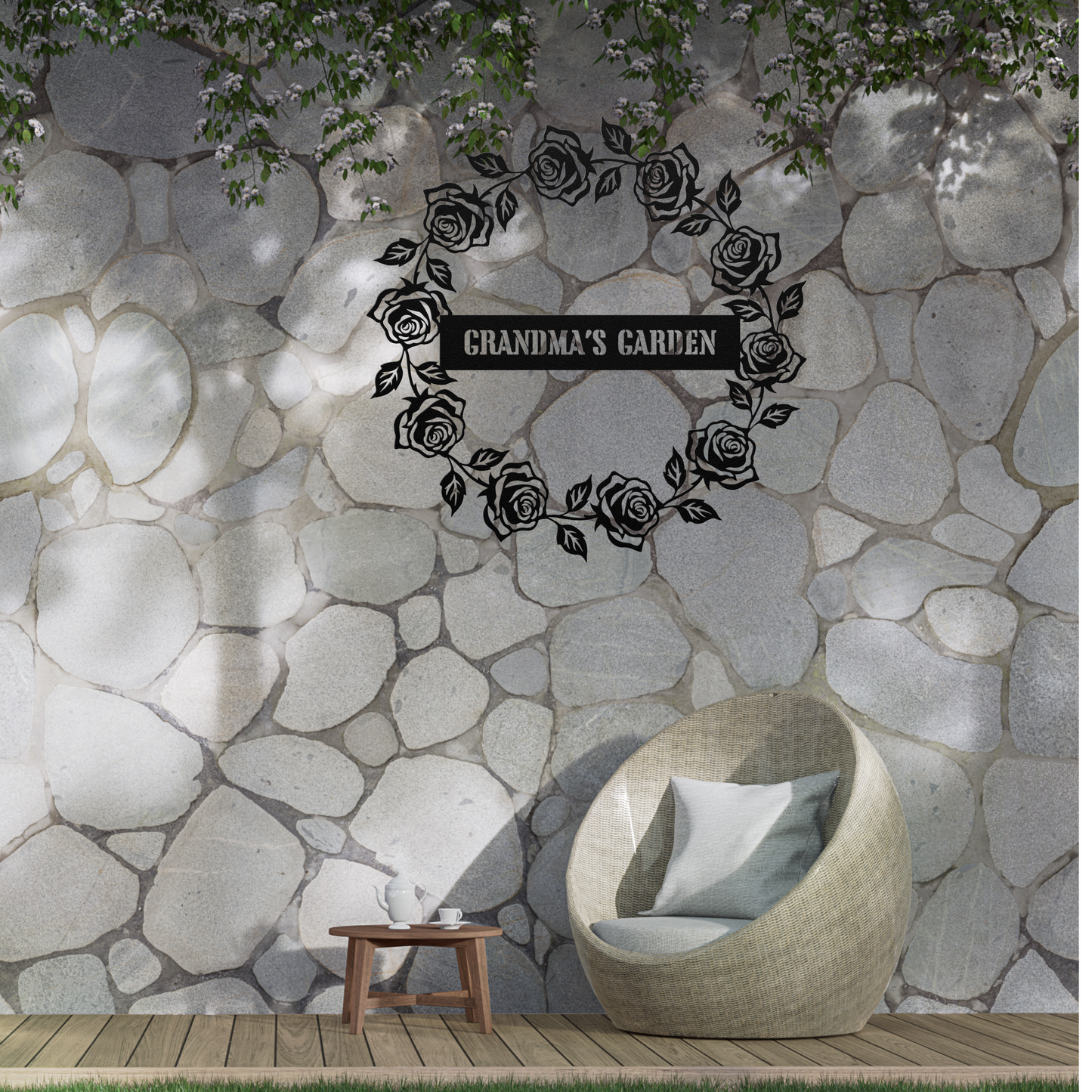 PERSONALIZED Metal Wall Art - Grandma's Rose Garden Wreath