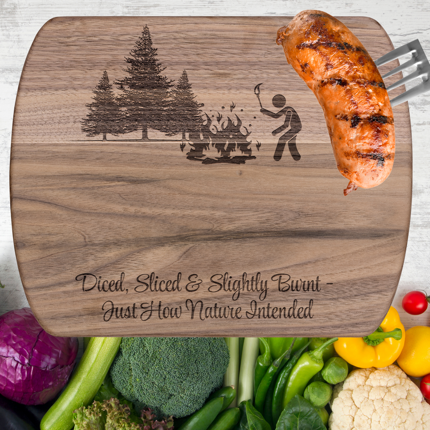 Unique Funny Camping Cutting Board Diced Sliced