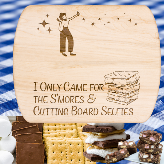 Unique Funny Camping Cutting Board Smores And Selfies