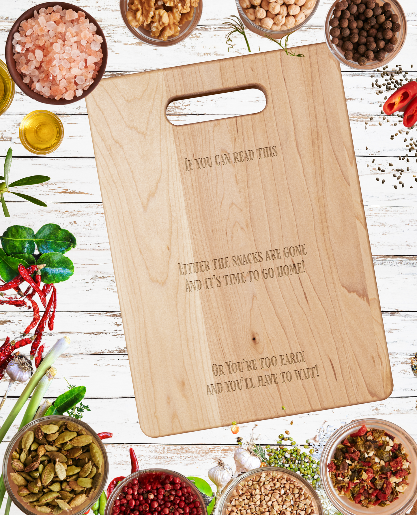 Humorous If You Can Read This The Snacks Are Gone Maple Cutting Board