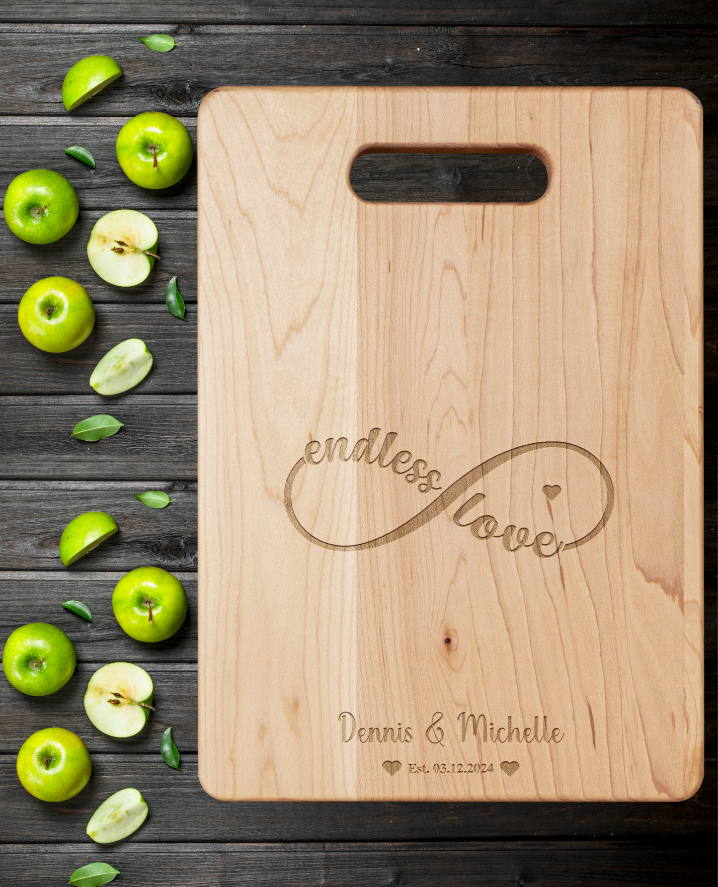 Personalized Endless Love Maple Cutting Board Wedding Gift