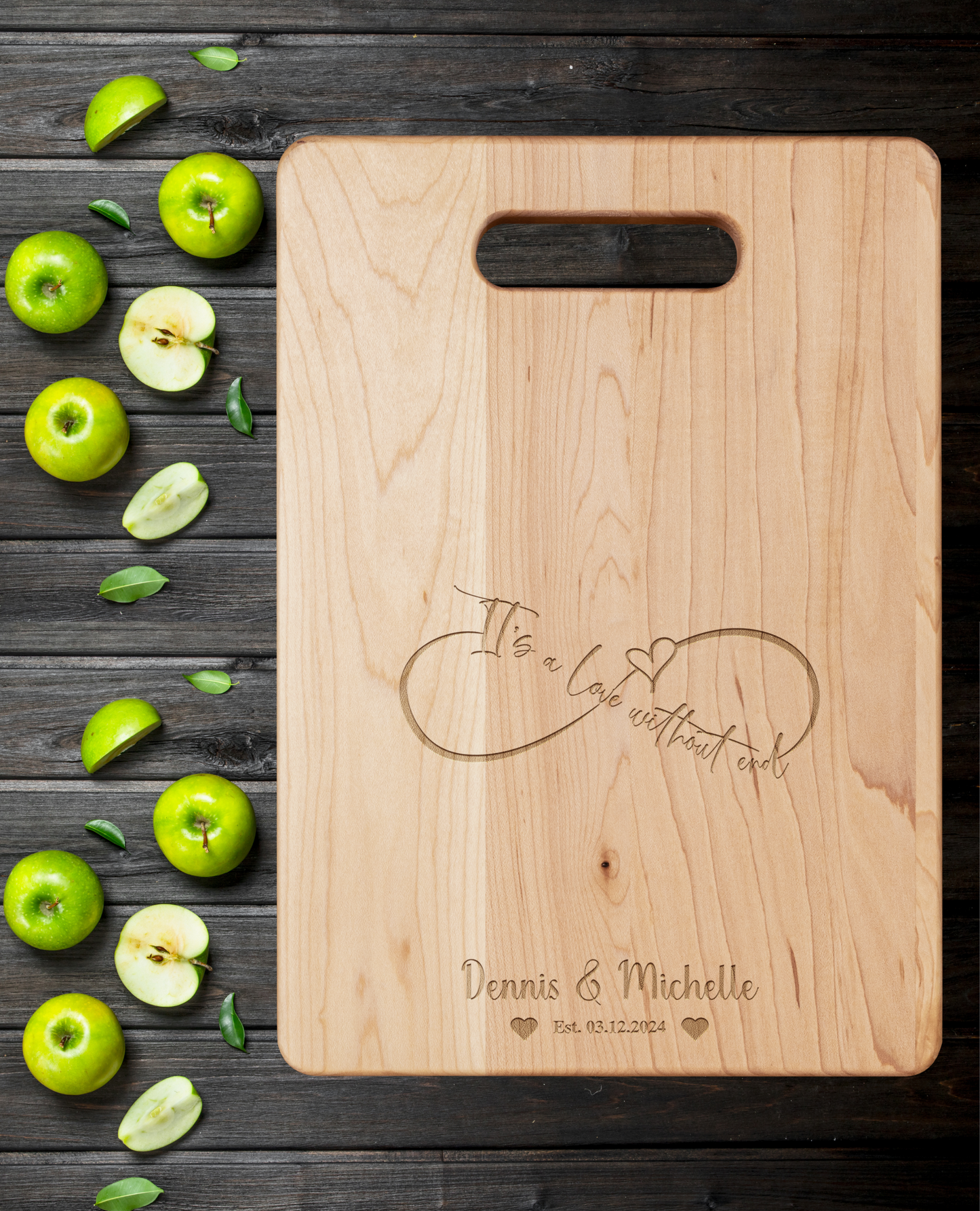 Personalized Infinity It's A Love With No End Maple Cutting Board For Wedding