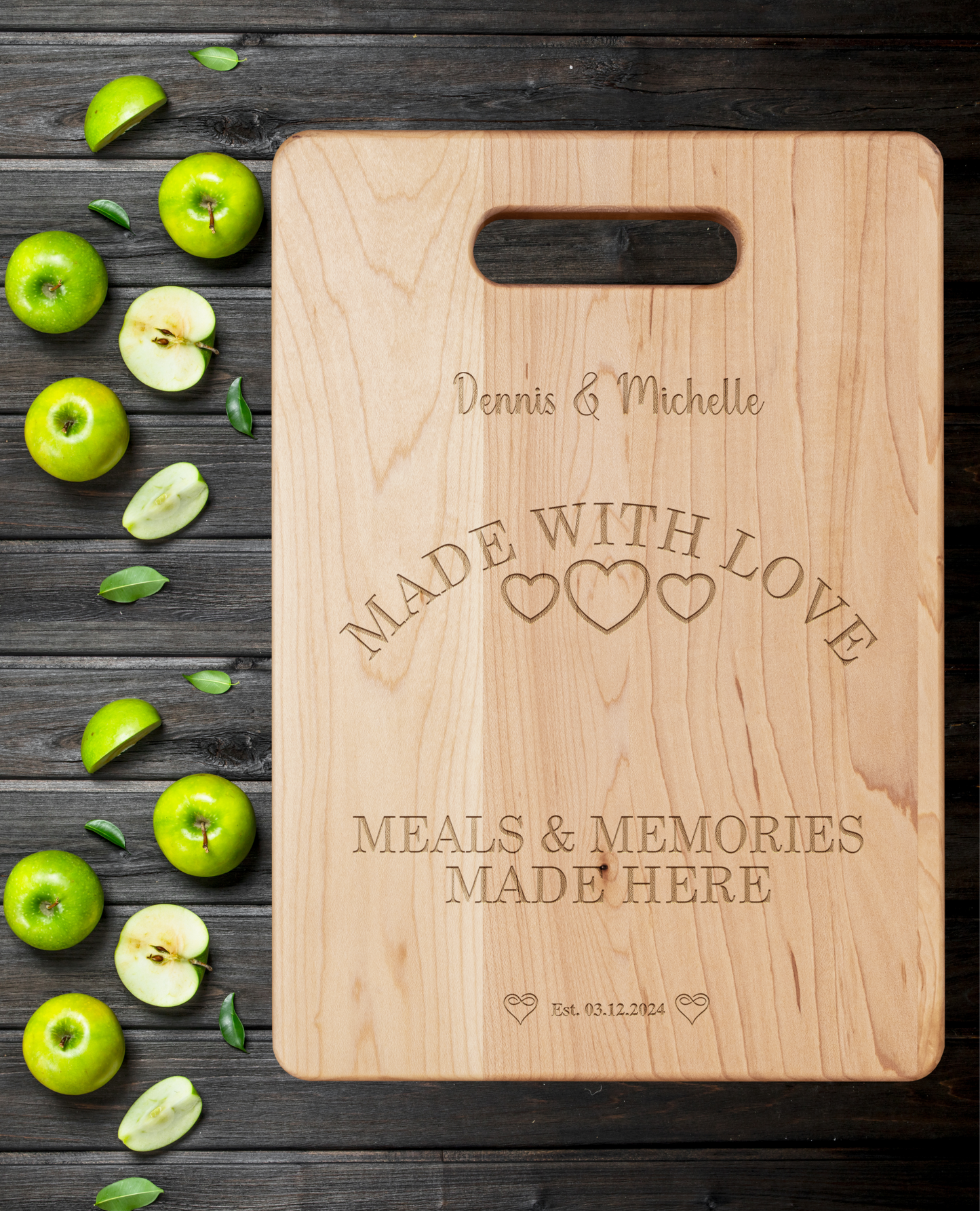 Personalized Made With Love Maple Cutting Board Wedding Gift