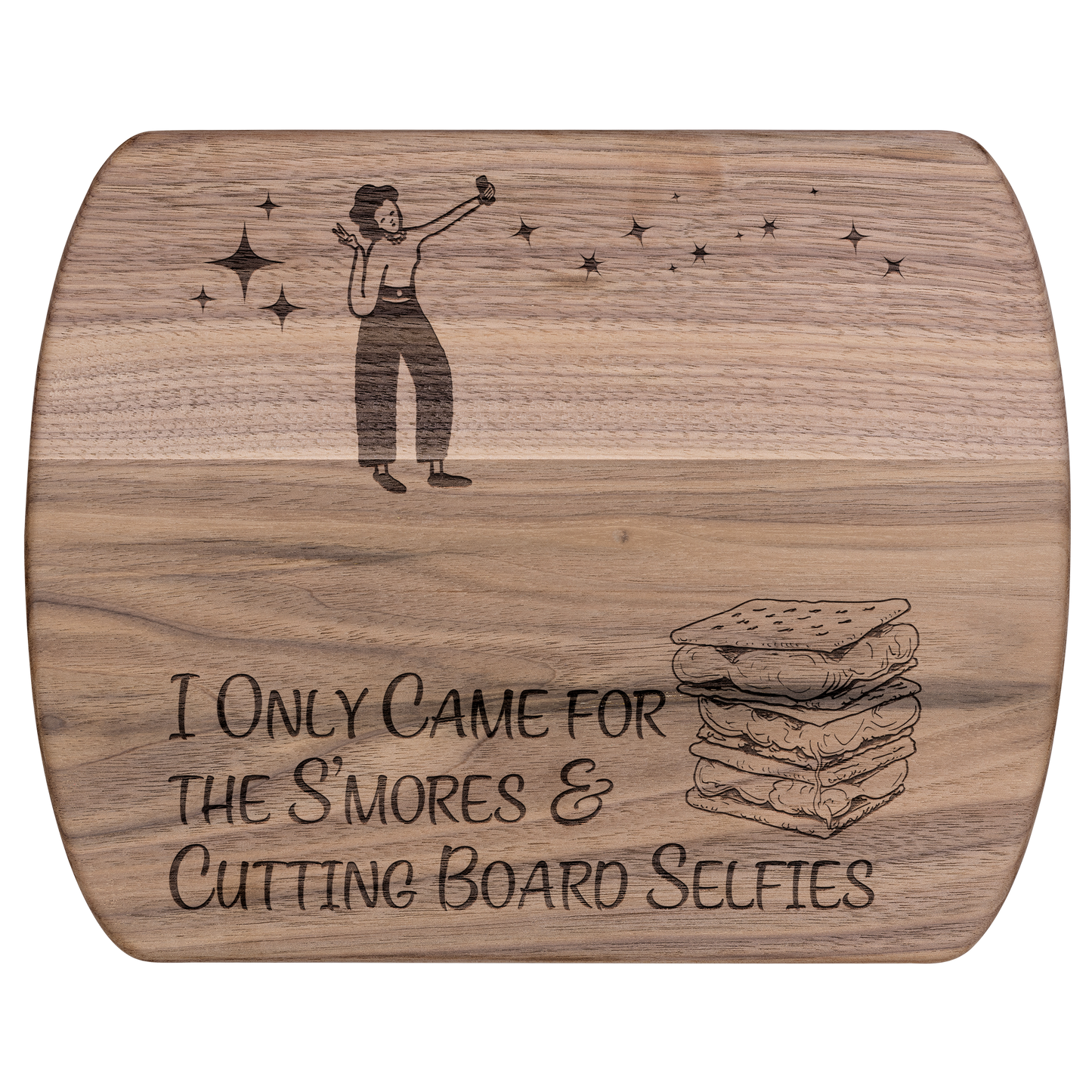Unique Funny Camping Cutting Board Smores And Selfies