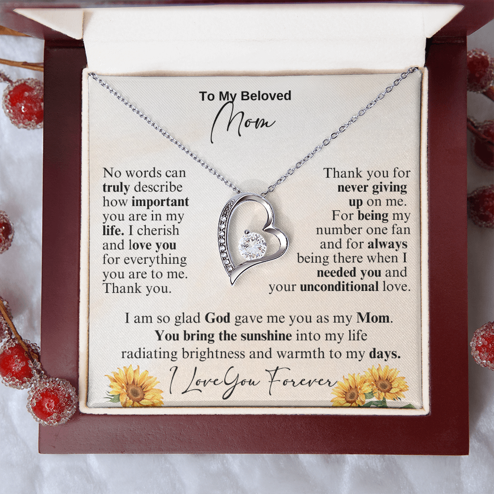 My Beloved Mom Forever Love Necklace Gift for Mother's Day, Birthday or Just To Say I Love You