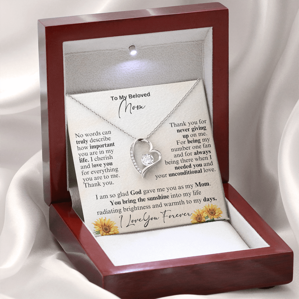 My Beloved Mom Forever Love Necklace Gift for Mother's Day, Birthday or Just To Say I Love You
