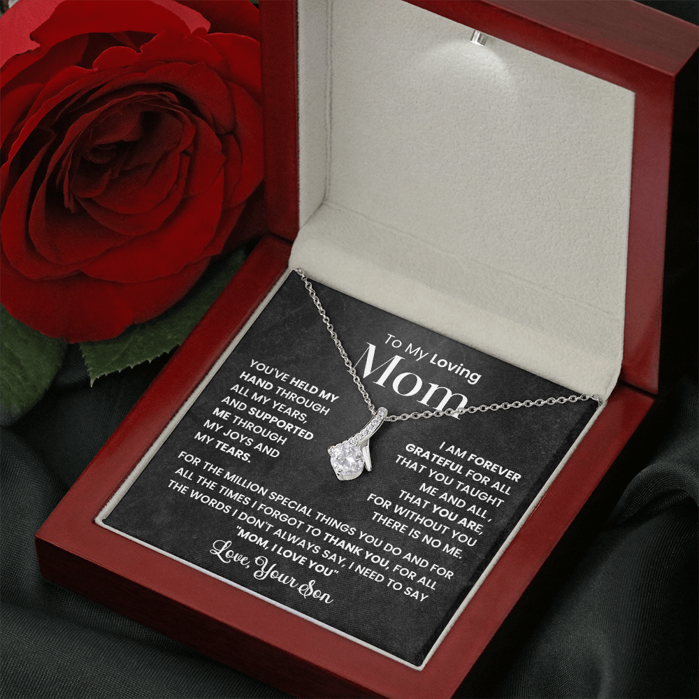 To My Loving Mom, You've Held My Hand Through All My Years Alluring Beauty Pendant Necklace