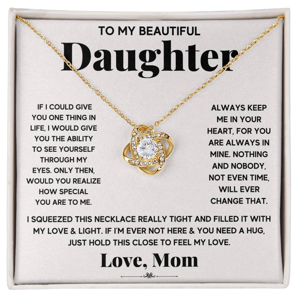 To My Beautiful Daughter Necklace, Just Hold This To Feel My Love