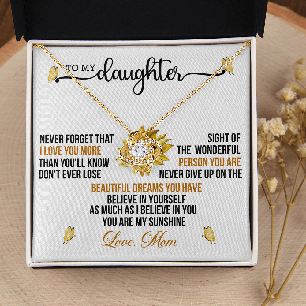 Daughter Never Forget That I Love You More Than You'll Ever Know Love Knot Necklace From Mom