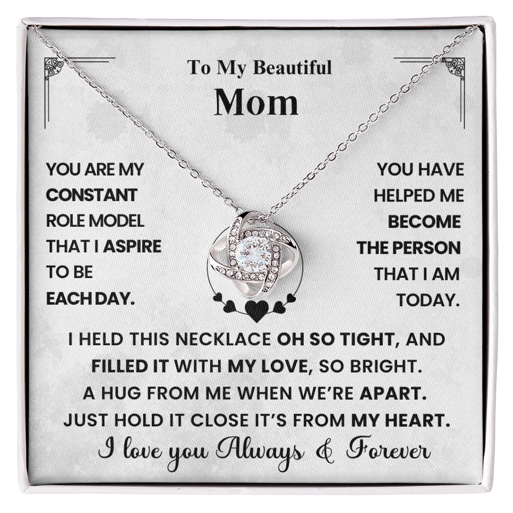 Mom Love Knot Necklace A Hug From Me When We're Apart From My Heart