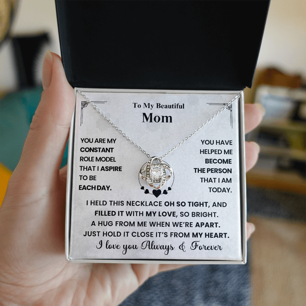Mom Love Knot Necklace A Hug From Me When We're Apart From My Heart