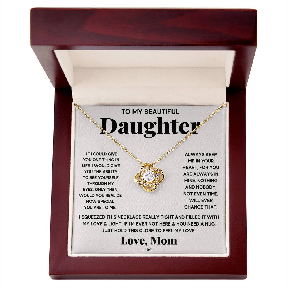 To My Beautiful Daughter Necklace, Just Hold This To Feel My Love