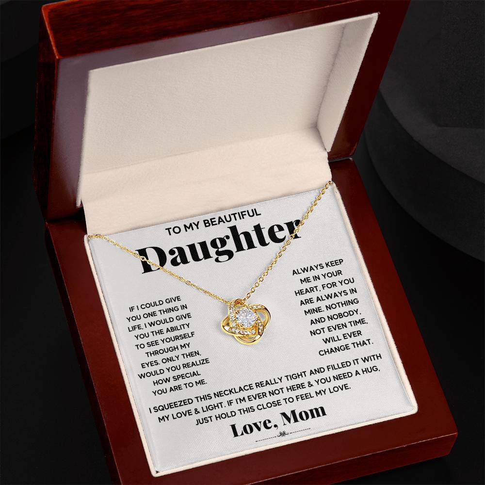 To My Beautiful Daughter Necklace, Just Hold This To Feel My Love