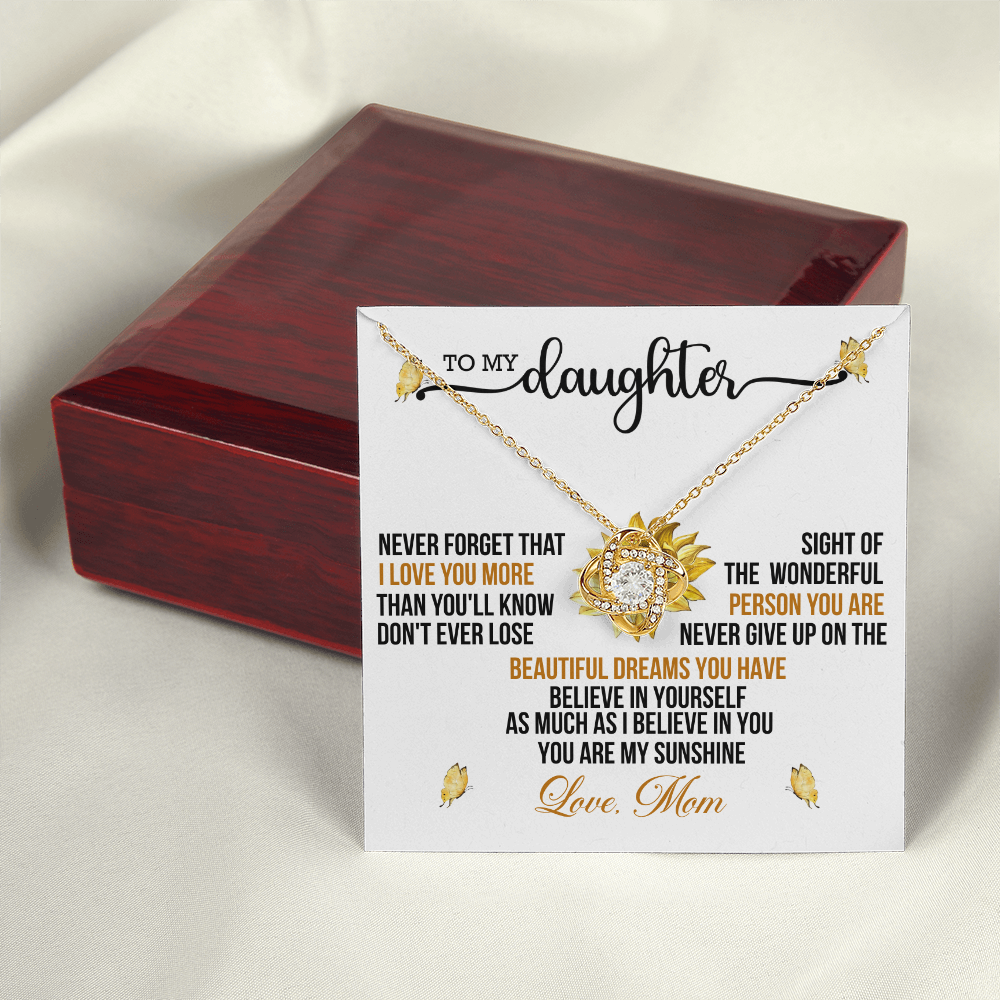 Daughter Never Forget That I Love You More Than You'll Ever Know Love Knot Necklace From Mom