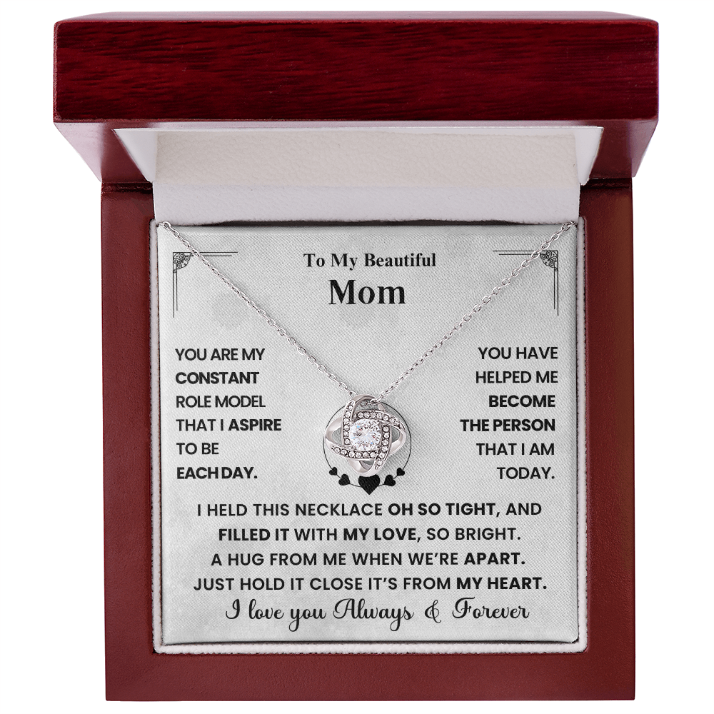 Mom Love Knot Necklace A Hug From Me When We're Apart From My Heart