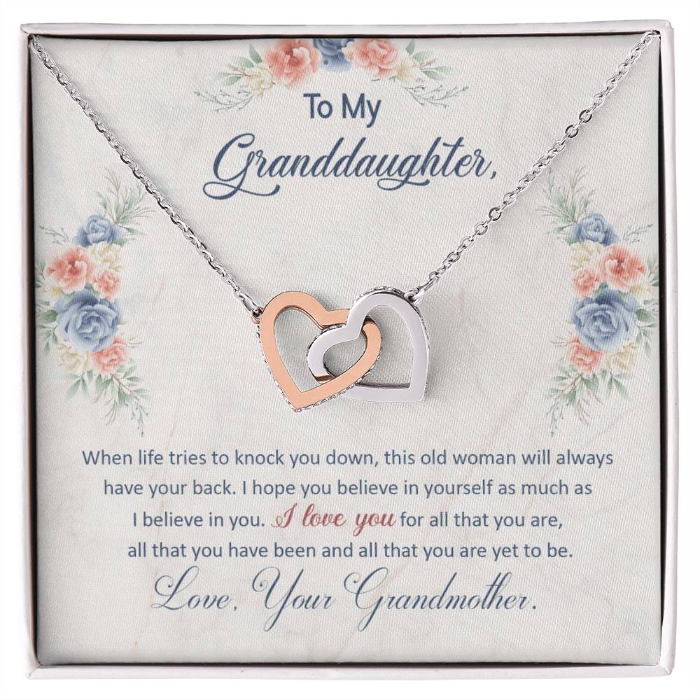 To My Granddaughter Necklace, This Old Woman Will Always Have Your Back
