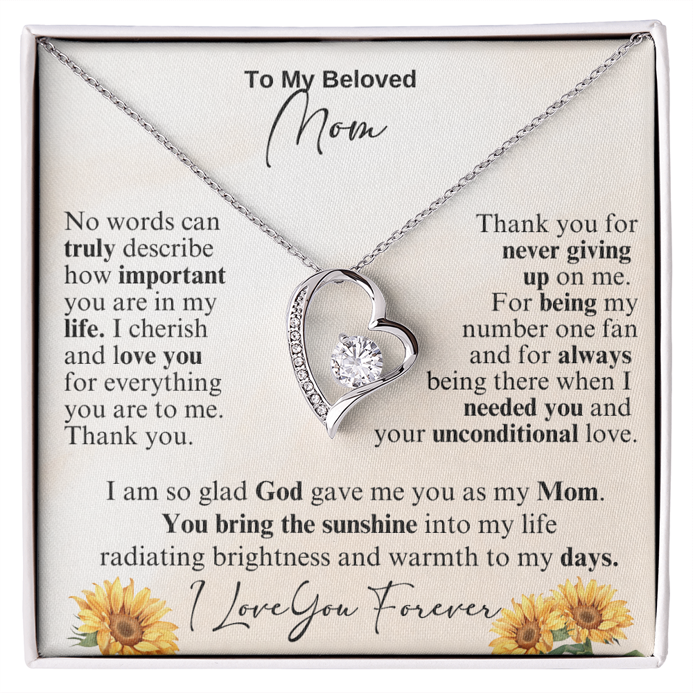 My Beloved Mom Forever Love Necklace Gift for Mother's Day, Birthday or Just To Say I Love You