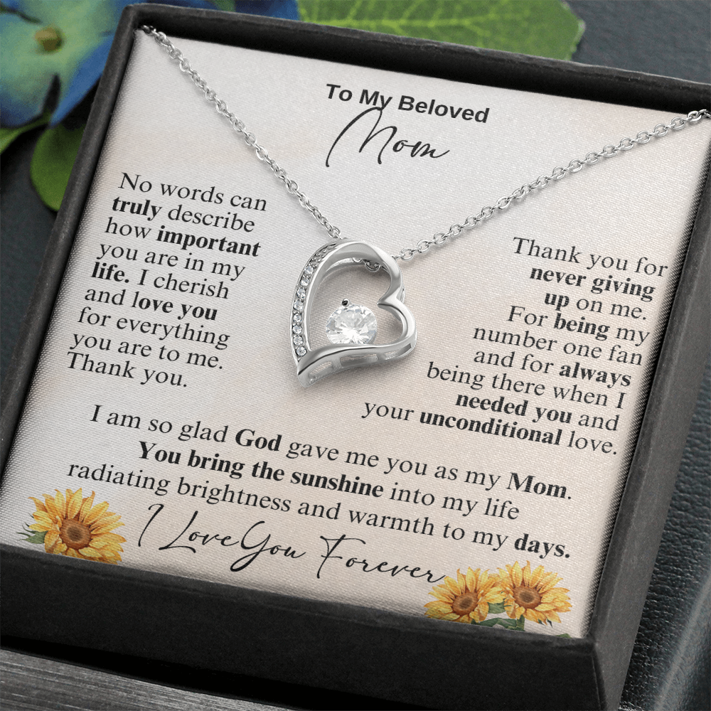 My Beloved Mom Forever Love Necklace Gift for Mother's Day, Birthday or Just To Say I Love You
